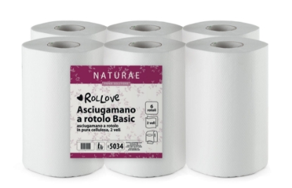 Immagine di ROLLOVE ASCIUGAMANO A ROTOLO BASIC IN PURA CELLULOSA 2 VELI ECOLABEL