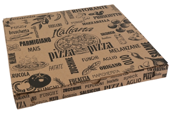 Immagine di SCATOLA PIZZA KRAFT 33x33x3cm confezione 100 pezzi