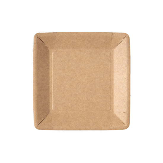 Immagine di PIATTO PIANO IN CARTA KRAFT BIOPATINATO 18x18cm