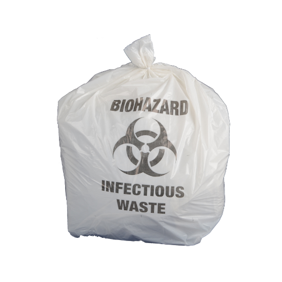 Immagine di SACCHI BIOHAZARD BIANCHI LDPE 30lt 40my 10gr 50x60cm   