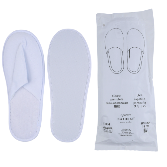 Immagine di PANTOFOLA PUNTA CHIUSA SUPERIORE SOFT BIANCA PACK IN CARTA cm28