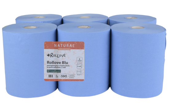 Immagine di ROLLOVE BLU ASCIUGAMANO A ROTOLO BASIC IN PURA CELLULOSA 2 VELI