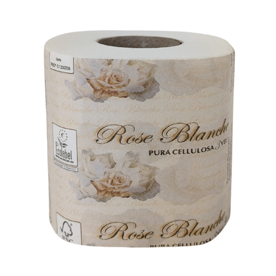 Immagine di CARTA IGIENICA ROSE BLANCHE FASCETTATA PURA CELLULOSA 3 VELI ECOLABEL