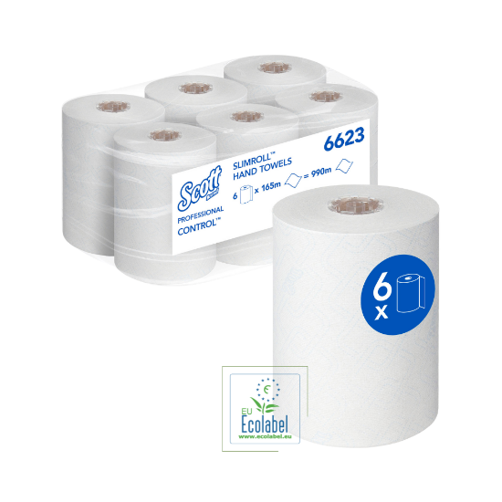 Immagine di 6623 ASCIUGAMANO A ROTOLO SCOTT SLIMROLL 1 VELO ECOLABEL