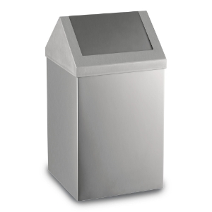 Immagine di PATTUMIERA IN ACCIAIO INOX 304 SATINATO C/COPERCHIO A V BASCULANTE lt.54
