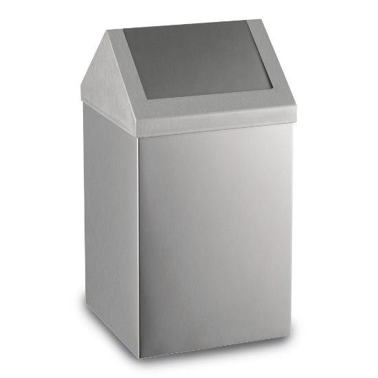 Immagine di PATTUMIERA IN ACCIAIO INOX 304 SATINATO C/COPERCHIO A V BASCULANTE lt.54
