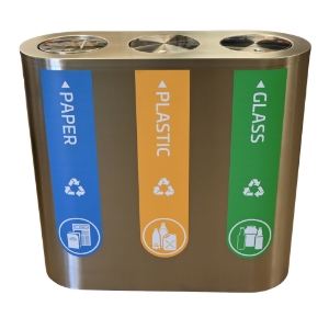 Immagine di PATTUMIERA 3 SCOMPARTI IN ACCIAIO INOX 403 C/COPERCHI BASCULANTI lt.90