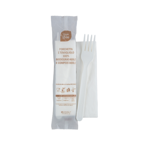 Immagine di FORCHETTA CPLA E TOVAGLIOLO BIO 30x30cm 