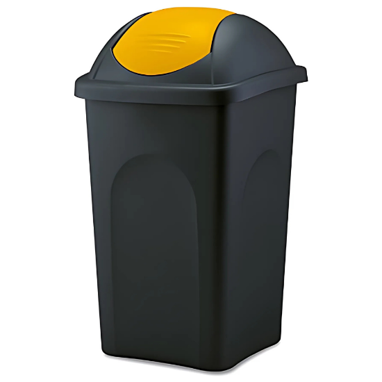 Immagine di PATTUMIERA NERA C/COPERCHIO BASCULANTE GIALLO lt.60