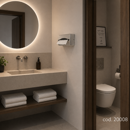 Immagine di DISPENSER VELINE A PARETE IN ACCIAIO INOX 304 SATINATO