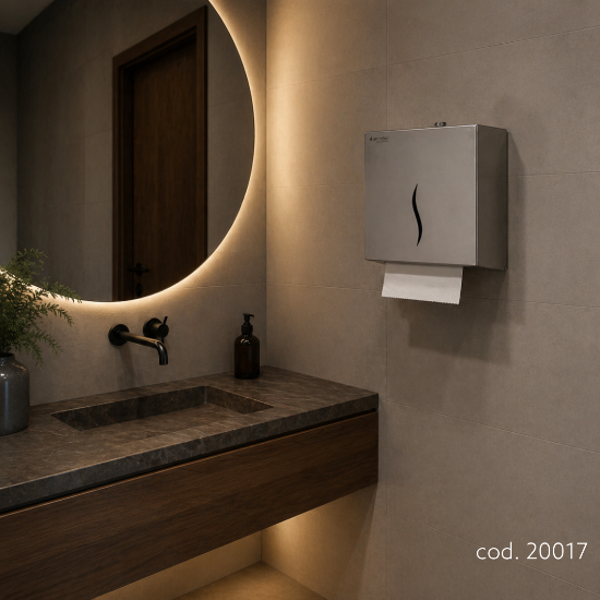 Immagine di DISPENSER ASCIUGAMANI A V 600PZ IN ACCIAIO INOX 304 SATINATO