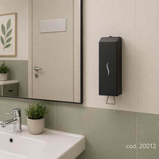 Immagine di DISPENSER SAPONE LIQUIDO MANUALE IN ACCIAIO INOX NERO lt.1