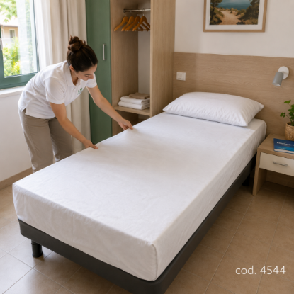 Immagine di COPRIMATERASSO SINGOLO MONOUSO IN TNT BIANCO 80X190+20 cm