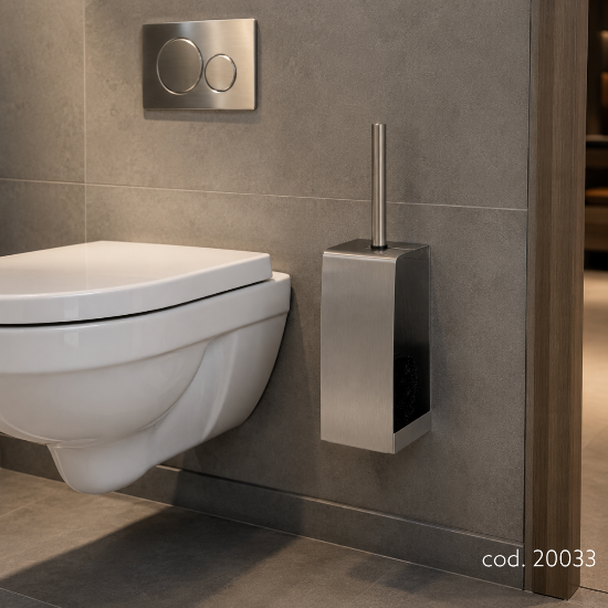 Immagine di PORTASCOPINO MURALE IN ACCIAIO INOX 304 8,5x8,5x31 cm