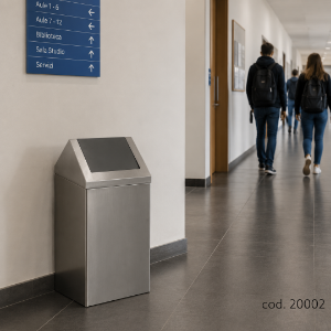 Immagine di PATTUMIERA IN ACCIAIO INOX 304 SATINATO C/COPERCHIO A V BASCULANTE lt.54